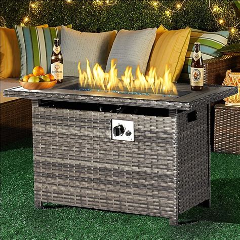 AOXUN 44-in W 50000 Maximum BTUs Steel Rectangle Liquid propane Fire ...