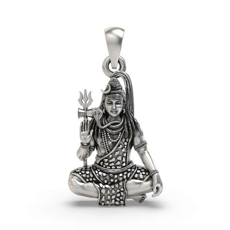 925 Sterling Silver Shiva Pendant — Mahadev in Meditation with Trishul ...