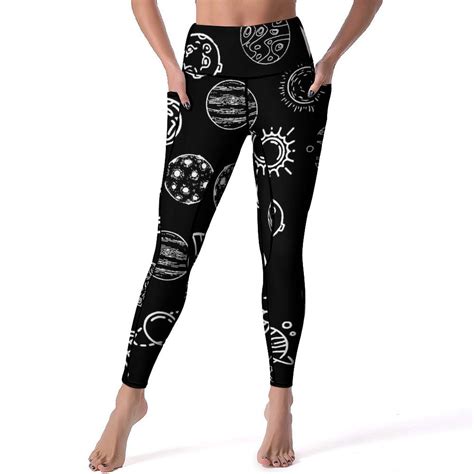 Colorful Space Leggings Purple Planets Push Up Yoga Pants Sweet Stretch ...