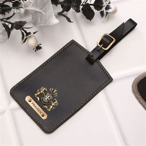 Personalized Black Luggage Tag With Name & Charm
