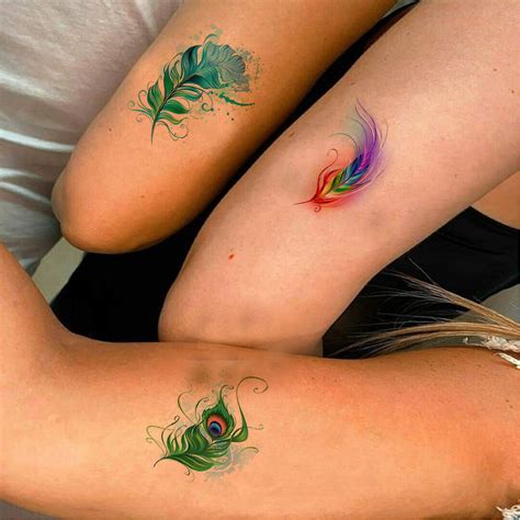 Temporary Tattoowala Colourful Feather 3 Design Temporary Tattoo for ...