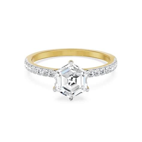 Buy Hexagon Lab Grown Diamond Engagement Ring Online At Emori in 9KT