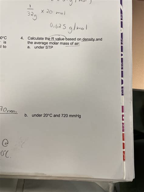 Answered: calculate the r value based on density and average molar mass ...