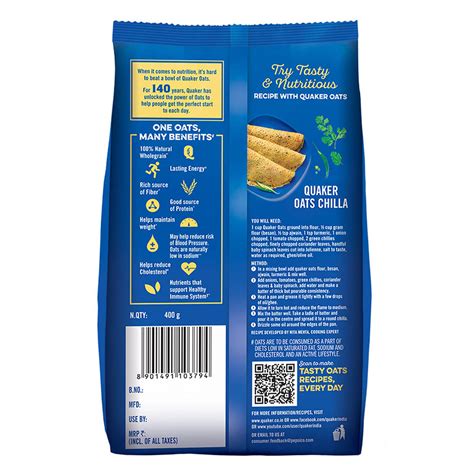 Buy Quaker Oats, 400 gm Refill Pack | 19 Minutes Delivery | Apollo Pharmacy