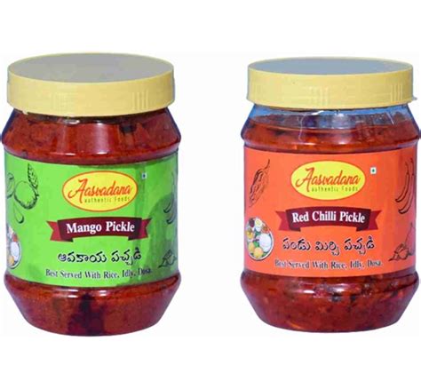 Buy Mango Pickle and Red Chilli Pickle (2*250g) Online from Aasvadana ...