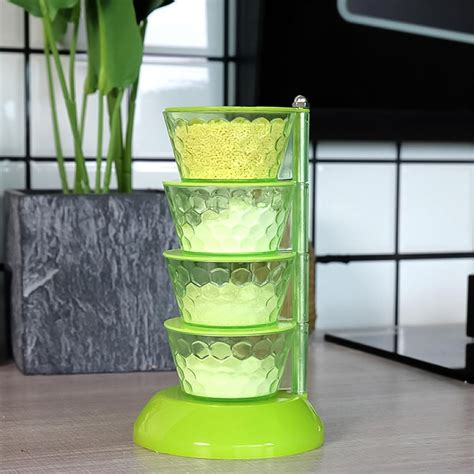 4 Section 360° Rotating Vertical Seasoning Box Plastic Pickle Tower