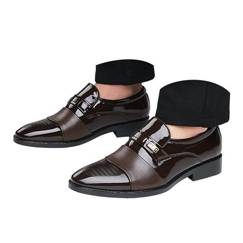 Mepaouo Mens Dress Loafers Leather Slip on Cap Toe Derby Oxfords ...