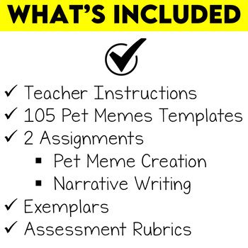 Pet Memes Narrative Writing Assignment by 2peasandadog | TPT