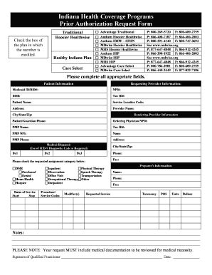 Fillable Online Indiana Prior Authorization Request Form - Tobii Fax ...