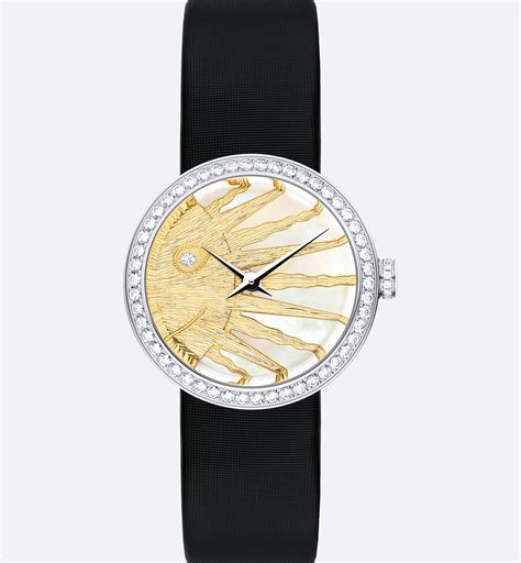 La D de Dior Rose Céleste Ø 25 mm, acciaio, madreperla e diamanti | DIOR