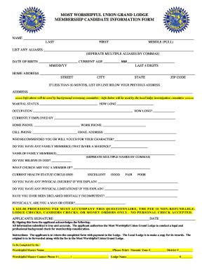 Fillable Online mwuglflorida MWUGL Candidate Background Info Form 2 Fax ...