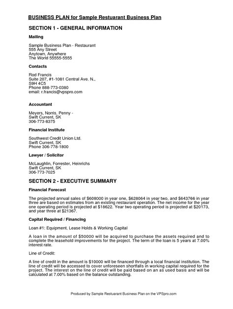 Image result for Restaurant Business Plan Examples