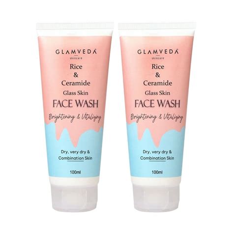 Glamveda Rice & Ceramide Korean Glass Skin Face Wash | For Dry ...