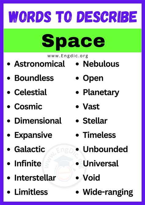 20+ Best Words to Describe Space, Adjectives for Space - EngDic