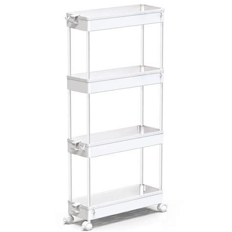 Buy SPACEKEEPER Slim Rolling Storage Cart 4 Tier Bathroom Organizer ...