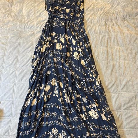 Women's Dress - Blue/Cream - S – Lovestitch Strapless… - Gem