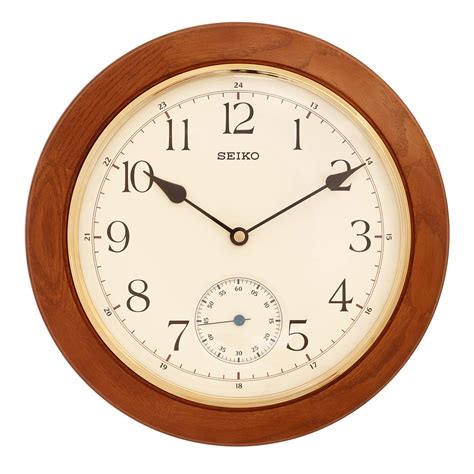 Buy Seiko Elegant Round Analog Brown Wooden Home Decor Wall Clock with ...