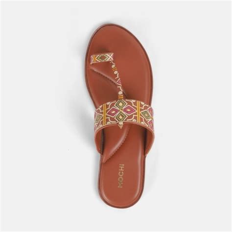 Buy Mochi Women Tan Ethnic Slippers Online | SKU: 32-1214-23-36 – Mochi ...