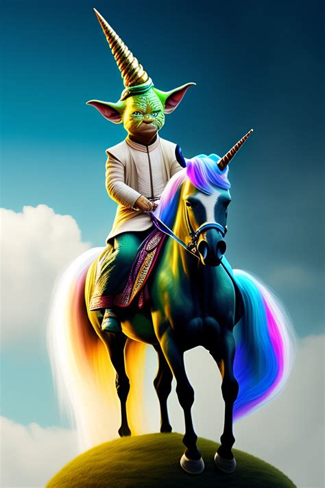 Lexica - Yoda riding a unicorn
