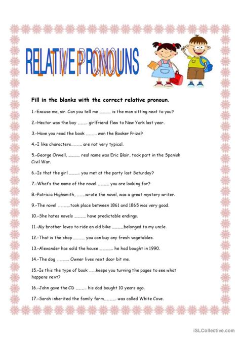 Defining and Non Defining Relative Clauses Worksheet 的图像结果