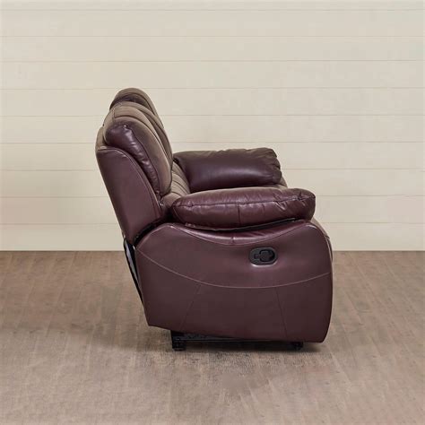Buy Oslo Maroon Textured Pine Wood 3-Seater Manual Recliner - 203cm ...