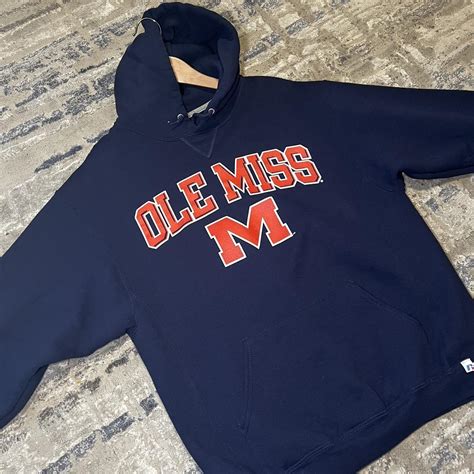 Navy and red Ole Miss hoodie #sportswear | Depop