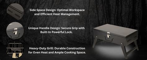 Chefman Briefcase Barbeque Grill Charcoal Large Size Outdoor with ...