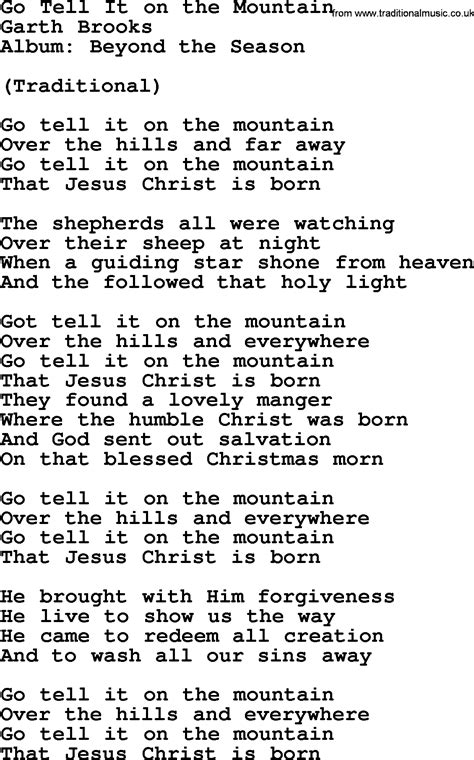 Go Tell It On The Mountain, by Garth Brooks - lyrics