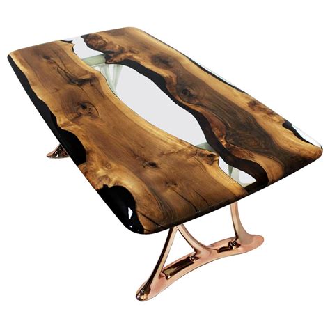 Urbane 220 Epoxy Resin Dining Tables with Sand Casted Aluminum Base For ...