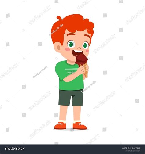 Little Boy Eat Sweet Ice Cream Stock Vector (Royalty Free) 2524873201 | Shutterstock