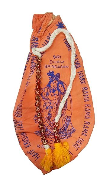 Hare Krishna Orange Bead Bag - Gomukhi Bag - Jaap Mala Bag - Japa Bag ...