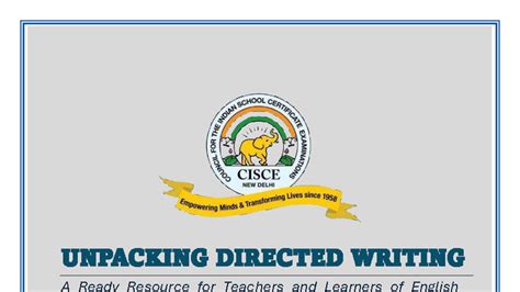 ISC 1 Unpacking Directed Writing: A Comprehensive Guide for Teachers ...