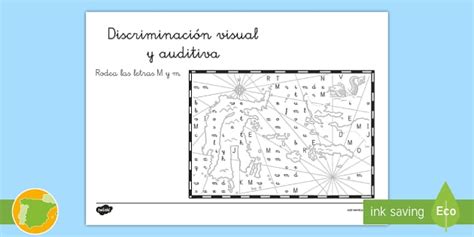 Ficha de discriminación visual y auditiva: La letra M