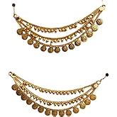 The Luxor Zinc Alloy Gold Plated Two-Layered Long Pearl Ear Chain, Hair ...