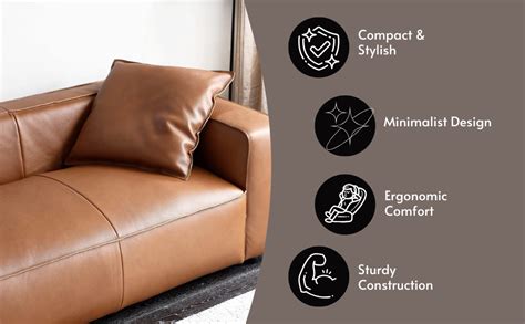 DUEX FURNITURE 96.5 Inches Length Premium Leather 3 Seater Sofa for ...