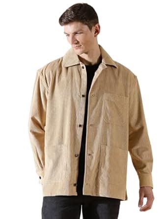 Thomas Scott Men's Striped Cotton Premium Corduroy Oversized Shackets ...