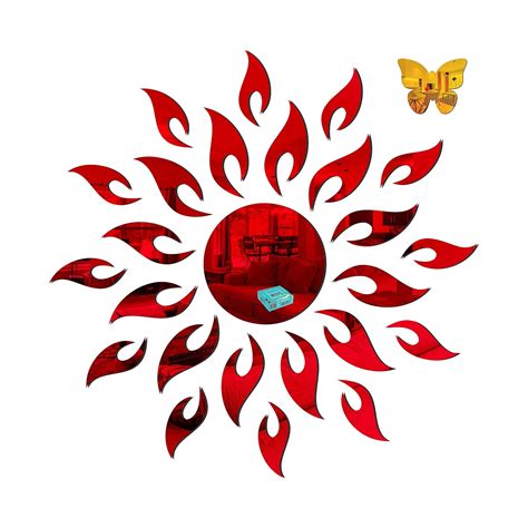 Buy Sun Red 10 Butterfly Acrylic Mirror Wall Sticker|Mirror for Wall ...