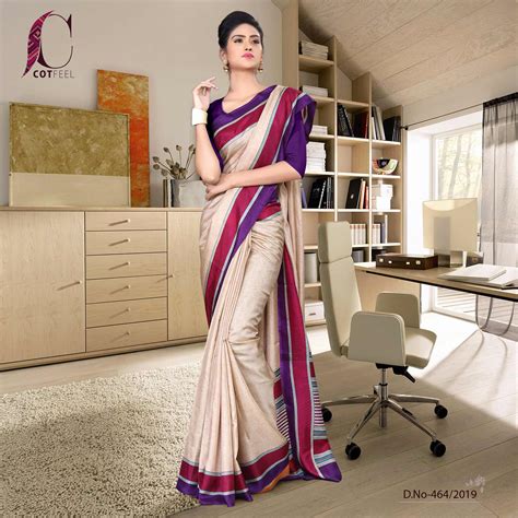 Beige And Purple Tripura Cotton Institute Uniform Saree– Uniform Sarees