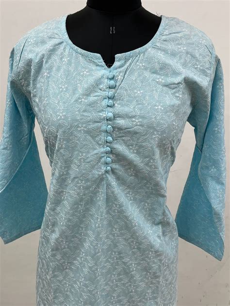 Size –XL-All Over Handembroidered Cotton Kurti -11135 – Fabk-in