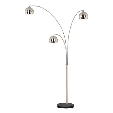 Triple 3 Light Arc Floor Lamp - Satin Nickel, Black Marble Base, Dimmer ...