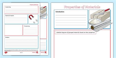 Properties of Materials Non-Chronological Report Template