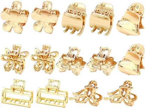 Amazon.com : CWJCYTNSN 16PCS Small Metal Hair Claw Clips, Gold Mini ...