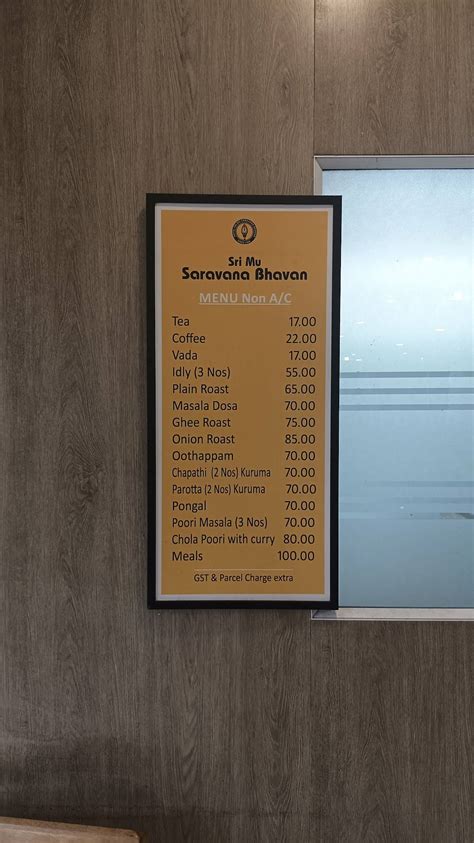 Menu at Saravana Bhavan Pure Veg., Angamaly