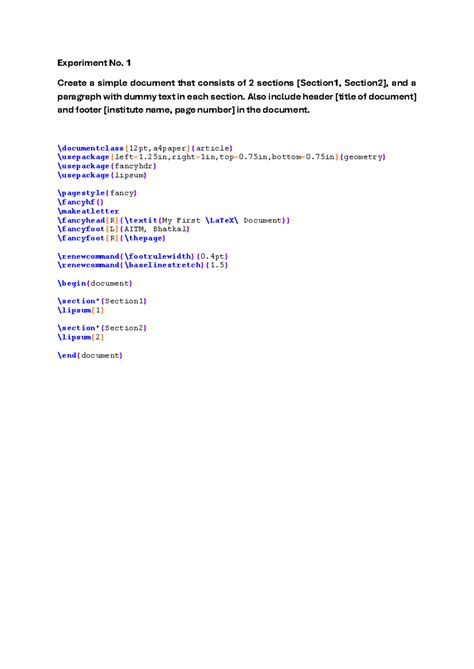 Experiment No 1 - Lab observation - Experiment No. 1 Create a simple ...