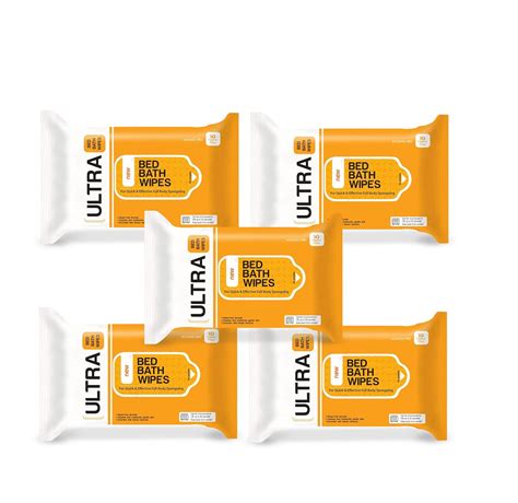 Buy ULTRA Bed Bath Wipes, 32cm*32cm, Combo of 5 (10 x5 = 50 Count ...