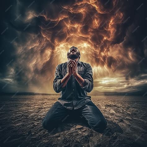 Premium AI Image | man on his knees screaming in severe anger looking