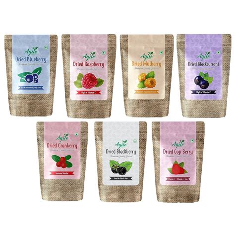 Agile Organic® Dried Berries Combo 7 in 1 | Cranberry, Blueberry ...