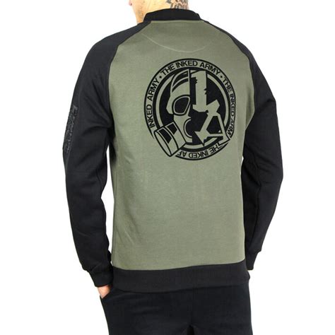 The Inked Army - Gents - 2-Tone Raglan Sweat Bomber - Olive/Schwarz, 29 ...