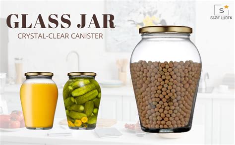 Buy Star Work 1000 Ml Big Pot Glass Jar For Pickle Storage Dried Masla ...