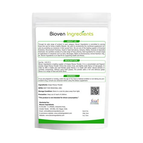 Buy Bioven Ingredients Grape Flavour Powder-125GM Online | Online ...